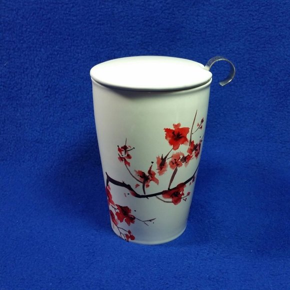 Tea Forte Kati Cherry Blossom Ceramic Tea Infuser Cup with Lid Brewing Pre-Owned - Picture 8 of 10